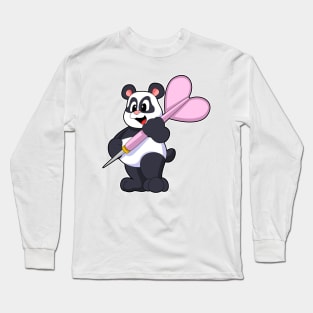 Panda at Darts with Dart Long Sleeve T-Shirt